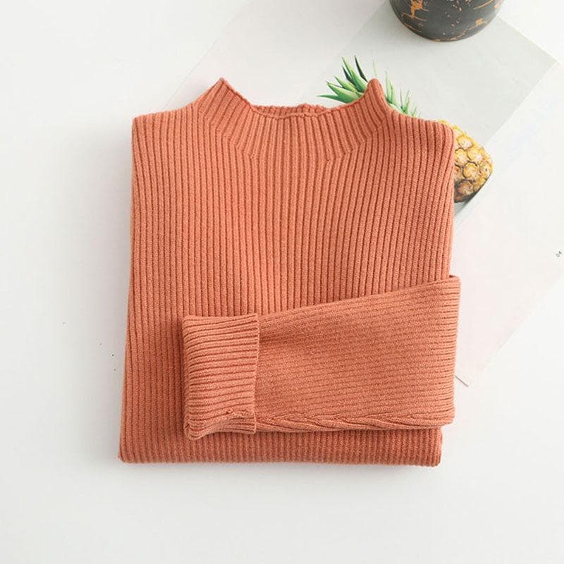 Girls' Base Sweater Winter Versatile Boys' Baby Half High Neck Thin Knit Sweater Children's 160 amber