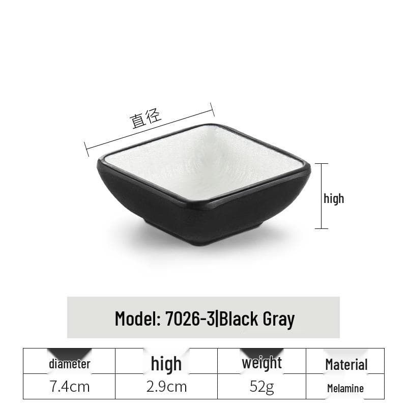 Retro Korean-Japanese Style Melamine Dipping Dish with Compartments for Hot Pot, Sauce, and BBQ.