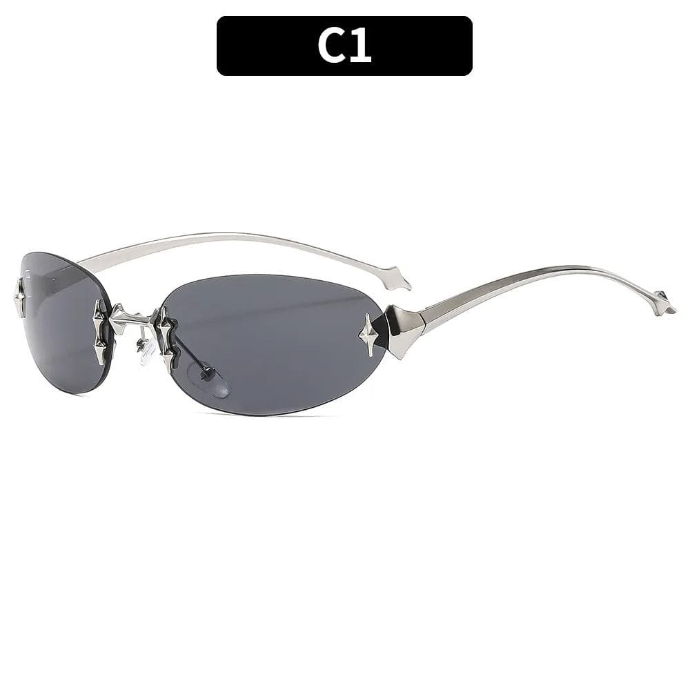 Y2K Millennium Star Frameless Sunglasses for Women Men Trendy High Quality Retro Party Festival Outdoor Accessories