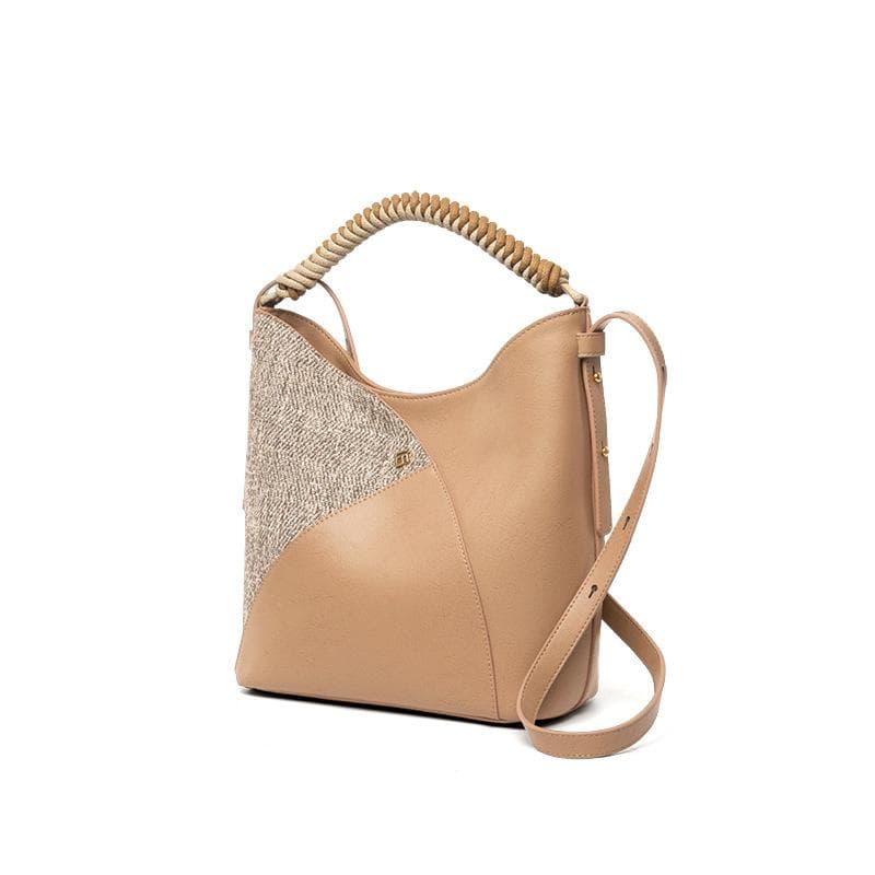 Bucket Bag for Women, A Rare Summer Leather Commuter Bag with A Large Capacity, A Hand-held Crossbody Bag 24*11*23cm khaki