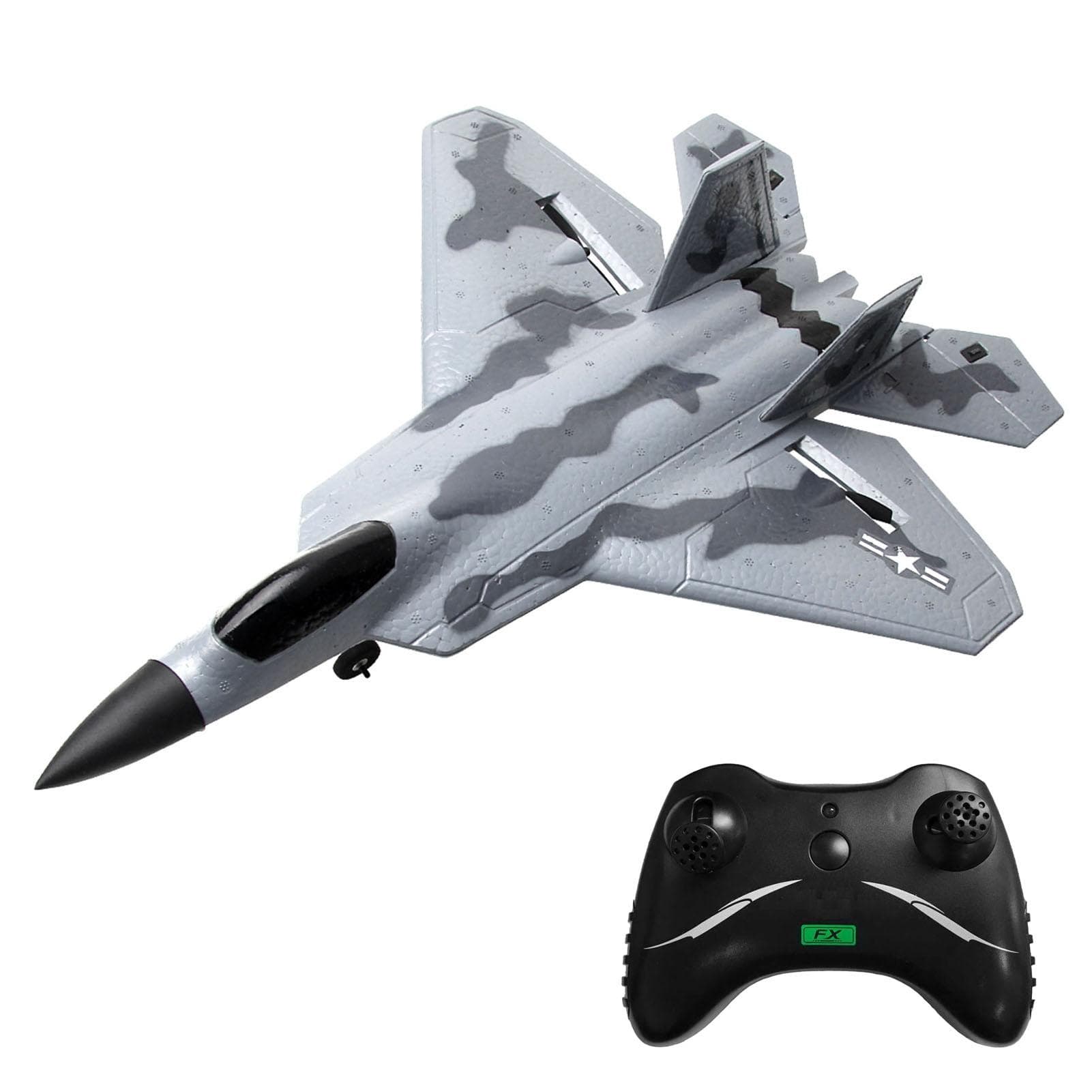 RC Airplane 2.4GHz RC Plane Gliding F22 Aircraft Model EPP Flight Toys for Adults Kids Boys 2 2CH-1 battery grey