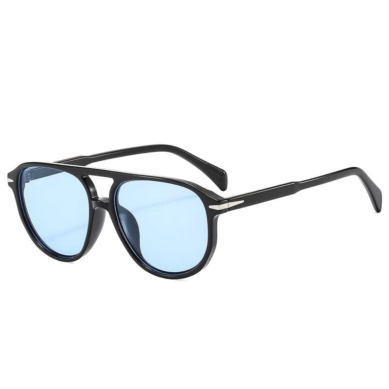 New Retro Double Bridges Pilot Sunglasses for Men Women Luxury Blue Orange Shades UV400 Protection Fashion Rivets As the picture