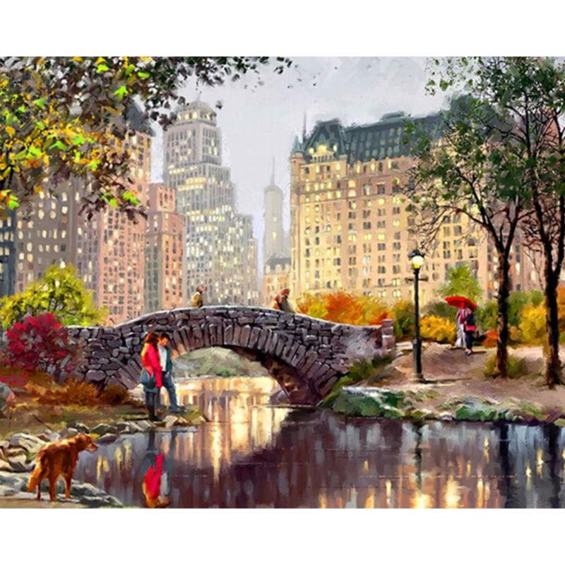 Diamond Embroidery Bridge Scenery 5d Diamond Painting Square Drill House Decoration Picture for Home 20X30CM