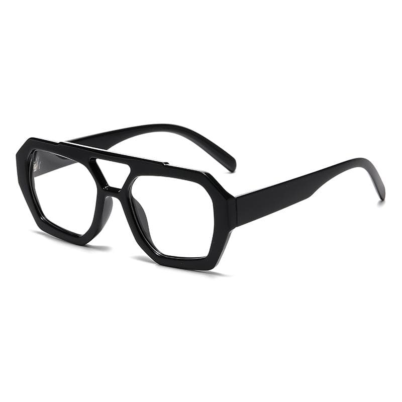 Women Fashion Sunglasses Polygonal Double Bridge Retro Glasses UV400 Luxury Minimalist Leopard Pattern Design