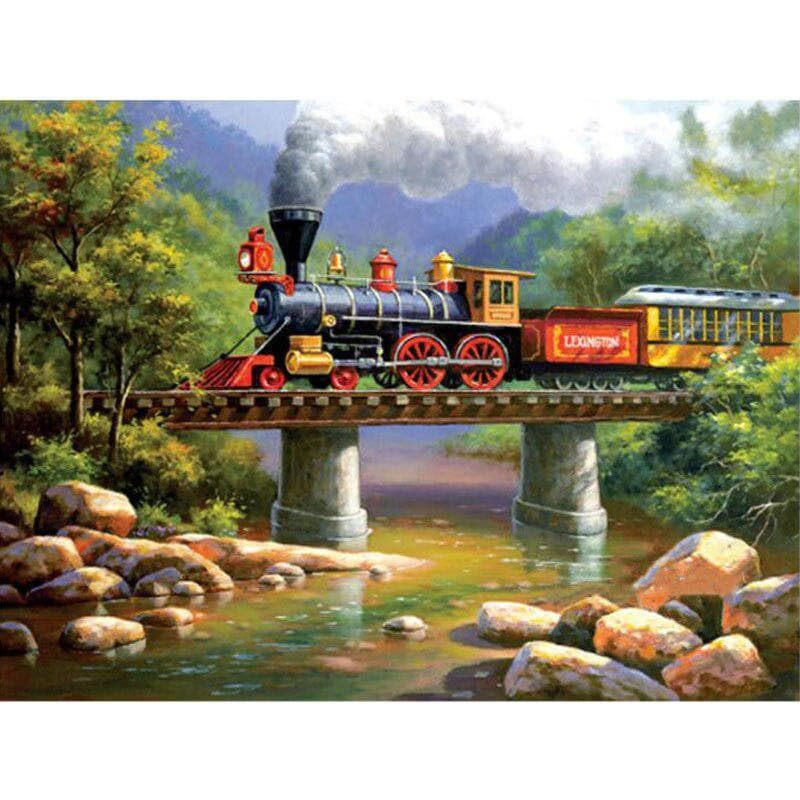 Full Round Drill Diamond Dots Painting Running Train 5D DIY Diamond Embroidery Cross Stitch Decor 20X30CM