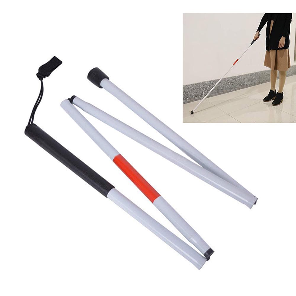 Visually Impaired Blind Walking Stick 4 Folding Aluminum Cane 124CM Long white