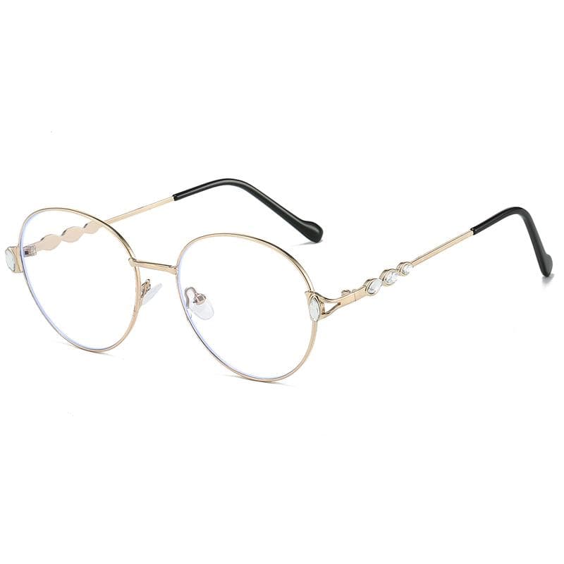 KAMMPT Vintage Round Sunglasses Women Gradient Lens Rhinestones Trendy Sweet Casual Shades Fashion Sun Glasses as picture shows