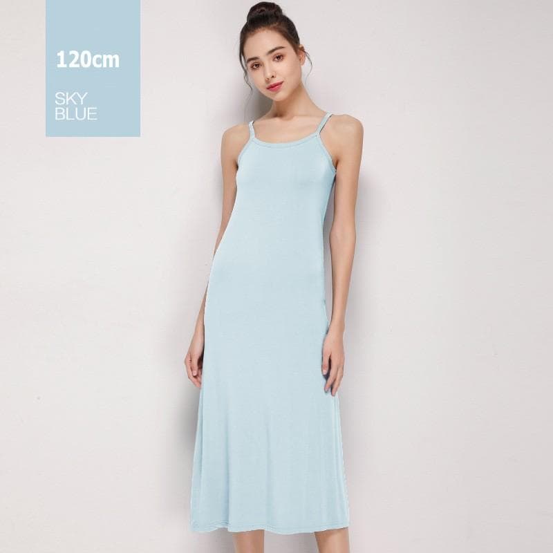 Modal Slip dress Women Spaghetti strap Underdress Inner Petticoat XL blue