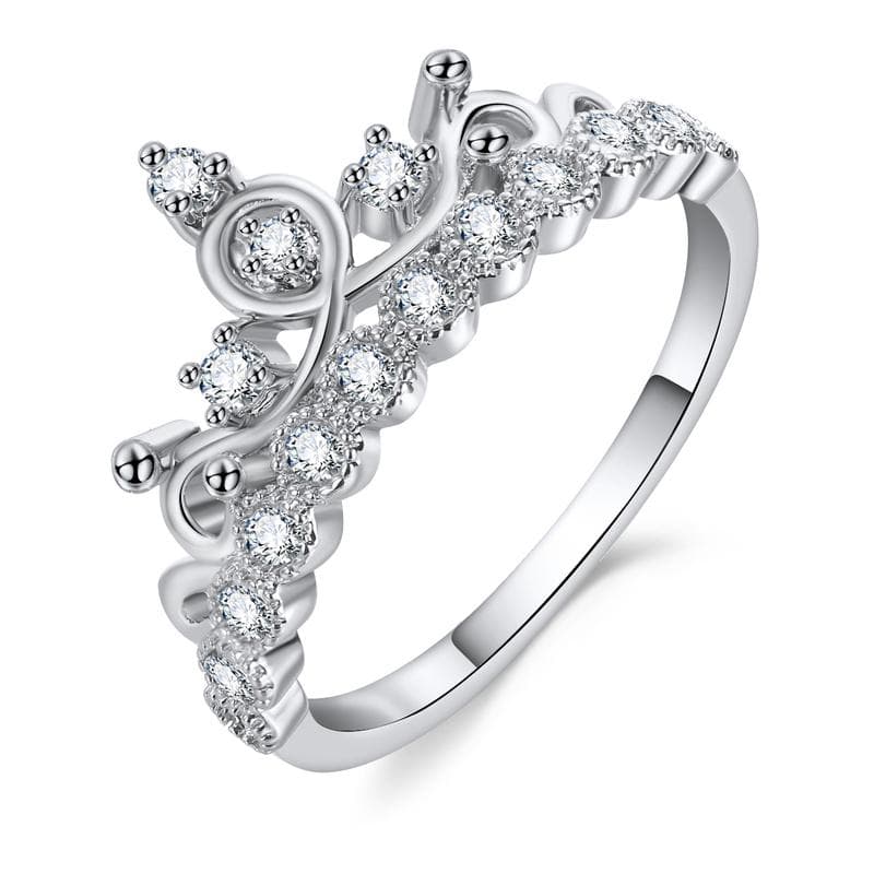 Jewelry Ring Ring Rose Gold Crown Zircon Ring Fashionable Jewelry Jewellery 7 silver