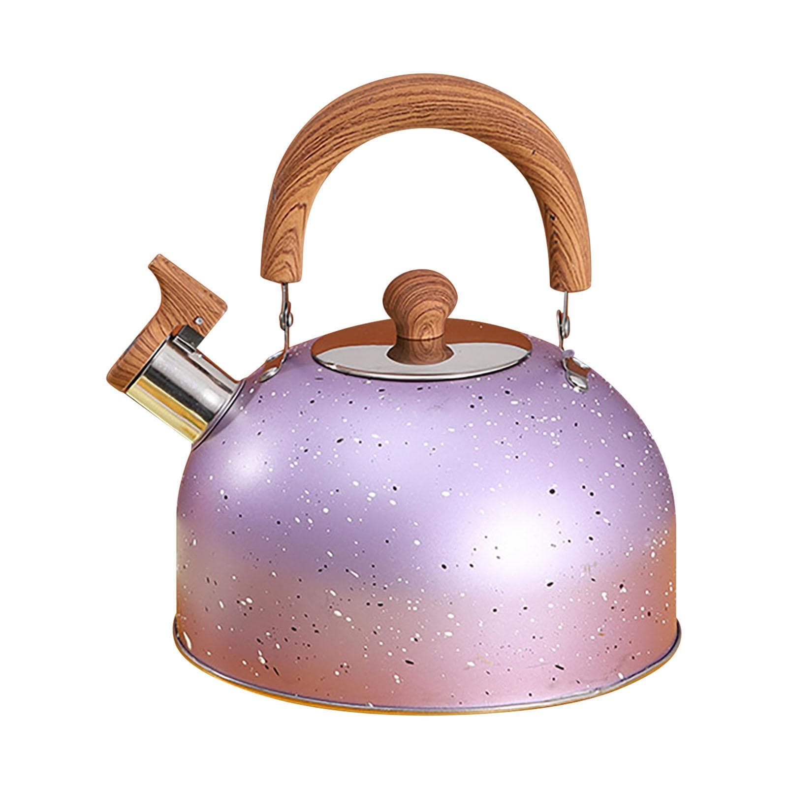 Water Kettle Stainless Steel Whistle Water Kettle Large Capacity Flat Bottomed for Gas Induction purple