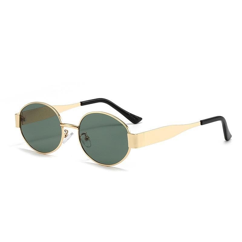 New Luxury Metal Sunglasses for Men Women Unisex Designer Fashion Oval Stylish Shades UV400 Eyewear 1PC