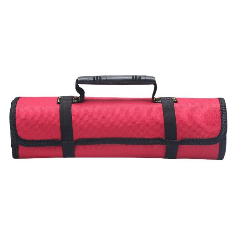 Large Wrench Roll Up Tool Roll Pouch Bag with 22 Pockets, Waterproof Canvas Wrench Roll Organizer Bag for Craftwork Electrician red