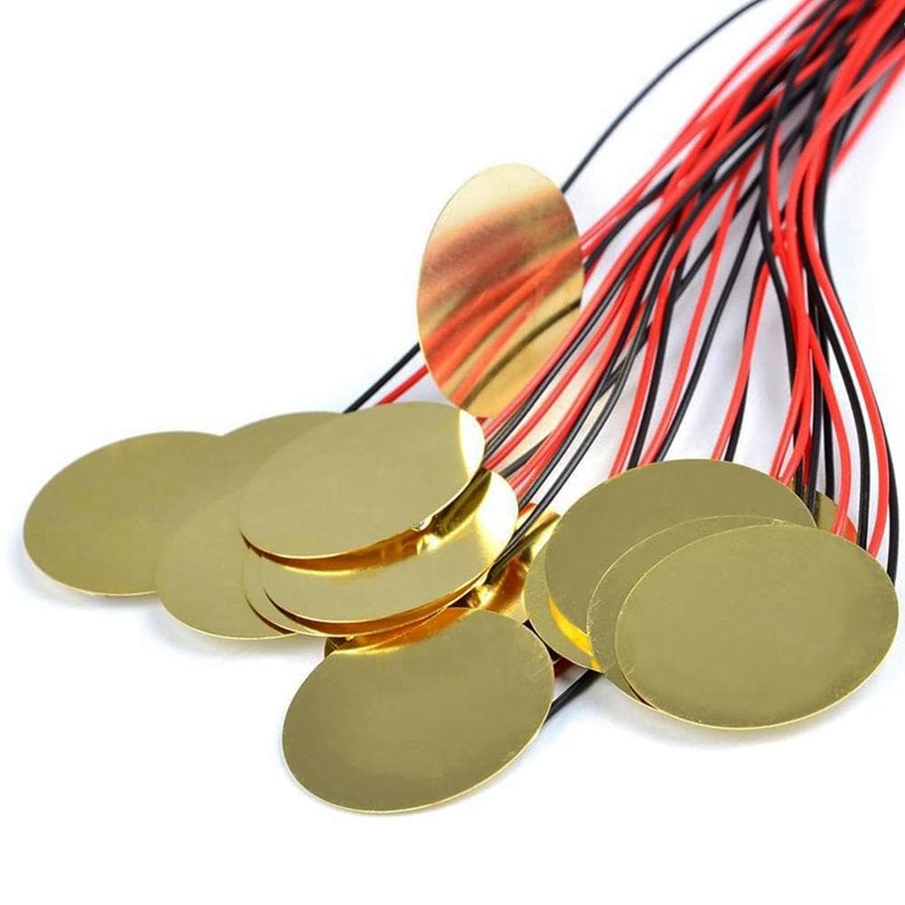 15pcs Piezo Pickup 35mm Piezo Amplifiers Discs Piezo Disc Transducer Contact Microphone Trigger 20mm diameter & 250mm cord length