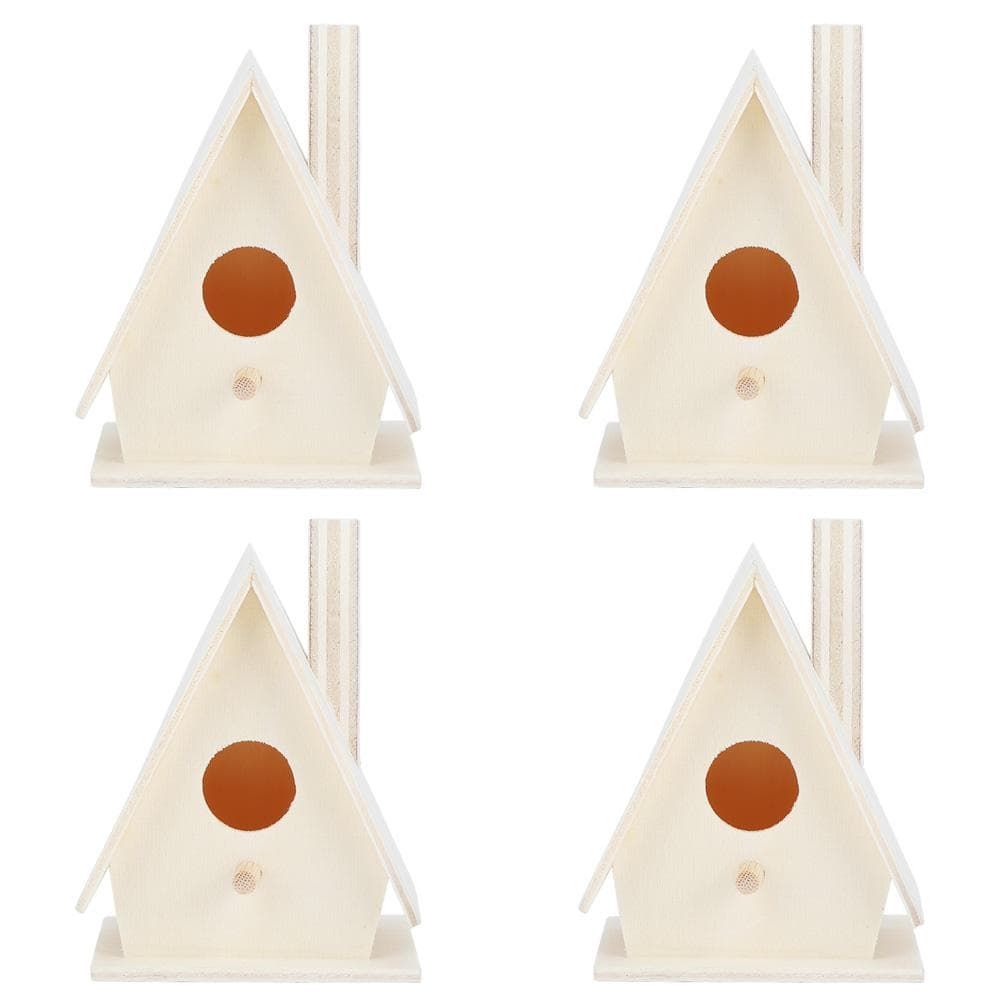 4Pcs Outdoor Hanging Wooden Bird House Nests Nesting Cage Garden Decoration Ornament