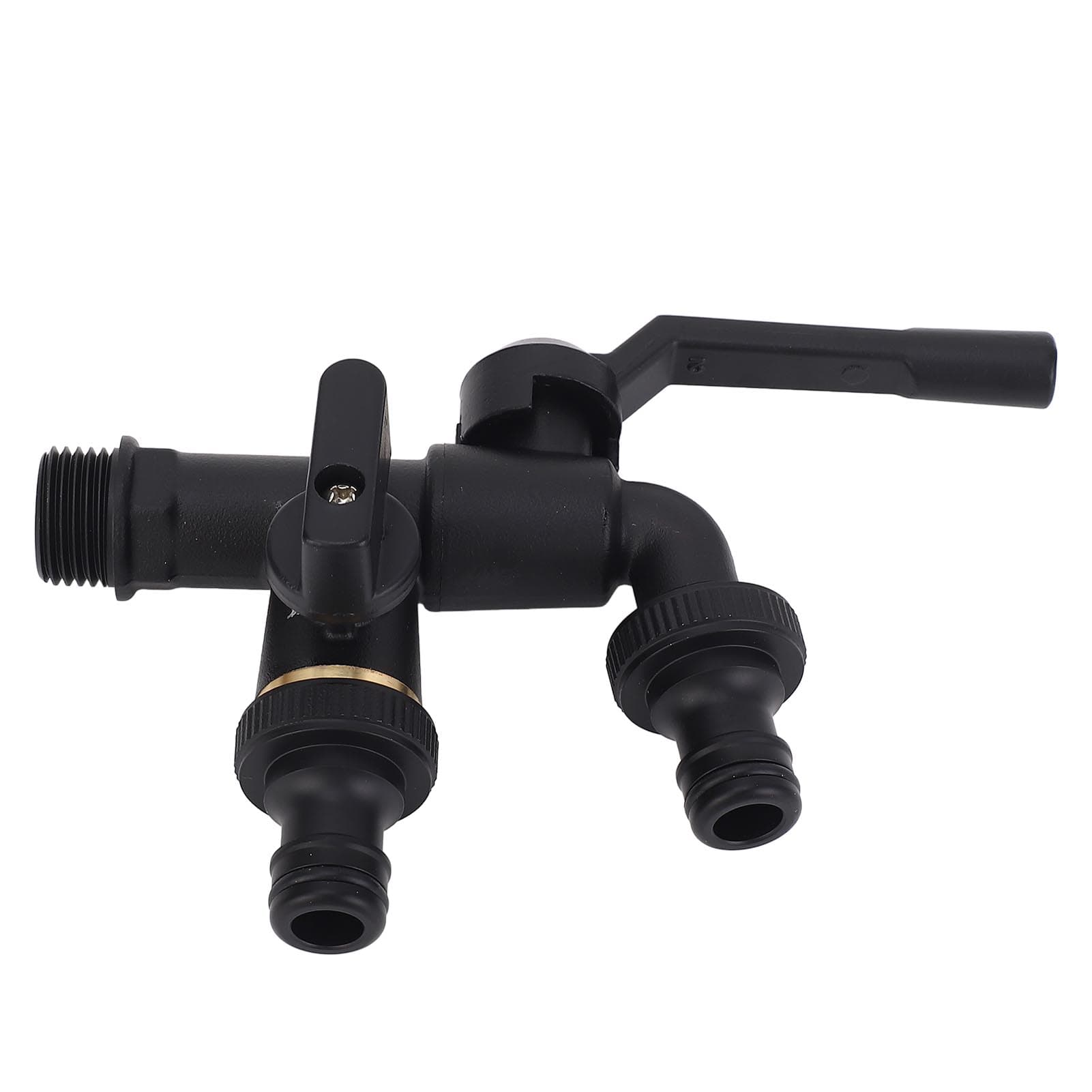 Outdoor Double Taps Water Faucet Kit 34in Inlet 25mm 2 Outlets Wall Mounted Brass Frost Proof