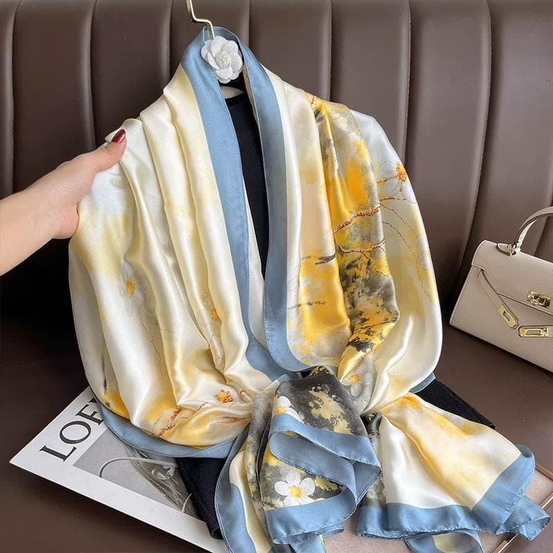 High-End Summer Silk Scarf - Long, Fashionable Sunscreen Shawl for Women 90x180