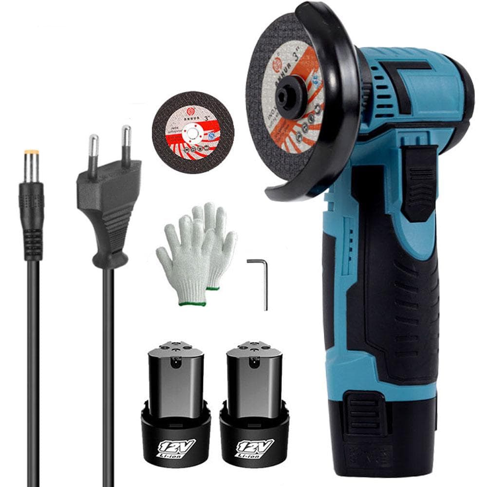 19500rpm Electric Grinding Tool Multifunctional Mini Grinder Handheld Cutter for Cutting Polishing 2pcs batteries EU Plug multicolour