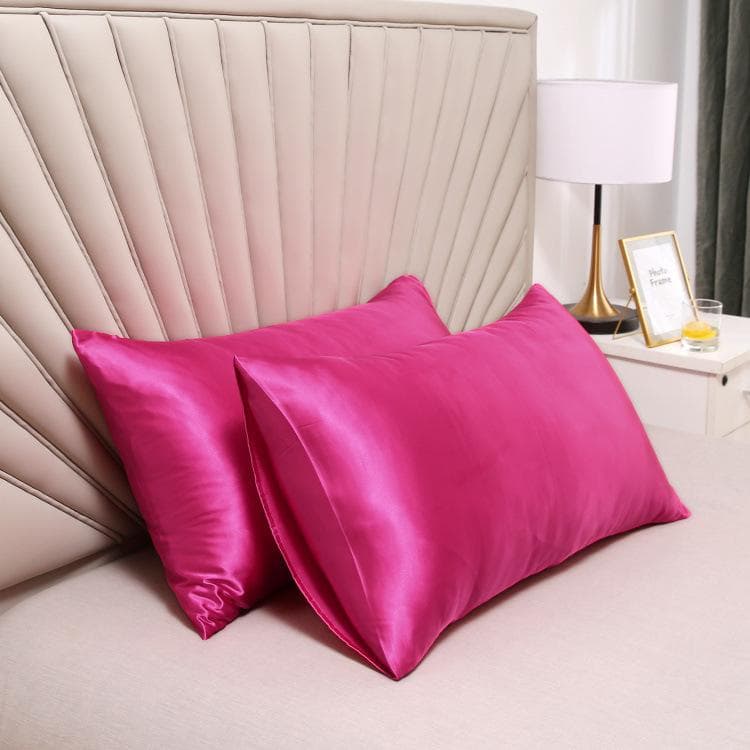 2Pcs Pillowcase Pillow Cover Satin Hair Beauty Pillowcase Comfortable Pillow Case Home Decor Pillow Covers Cushions Home Decor M51cmx66cm 2pcs bright pink