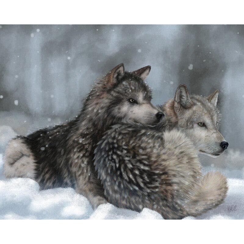 Diamond Painting Cross Stitch Wolf Couple Diamond Mosaic Animal Embroidery 20X30CM