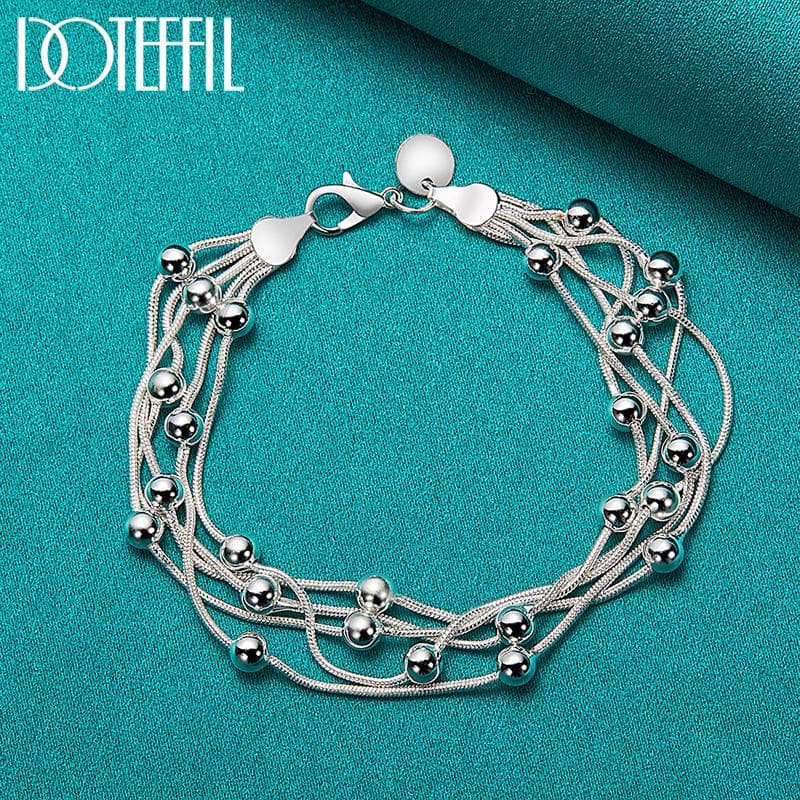 925 Sterling Silver Multiple Snake Chain Bracelet 20cm