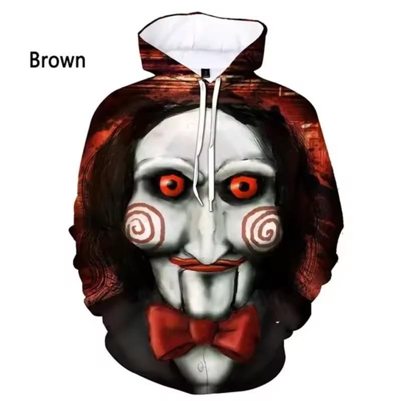 3D Print Men Hoodies Billy Is A Puppet - Saw Horror Movie Scary Character Jigsaw Killer Sweatshirt Casual Pullovers Hooded 5XL
