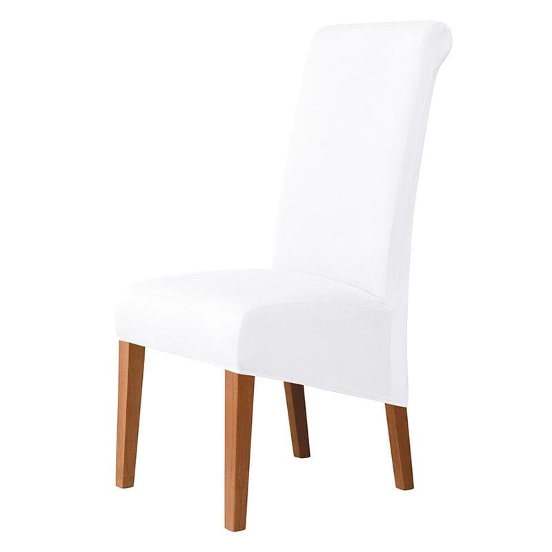 High Back Solid Color Chair Cover XL Size High Elasticity Smooth fabric Chair Covers for Dining Room Kitchen Stretch Home Decor 1pc white
