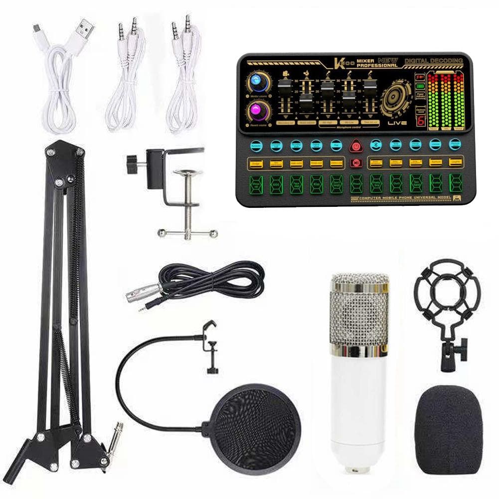 Multifunctional Live SK500 Sound Card and BM800 Suspension Microphone Kit Broadcasting Recording