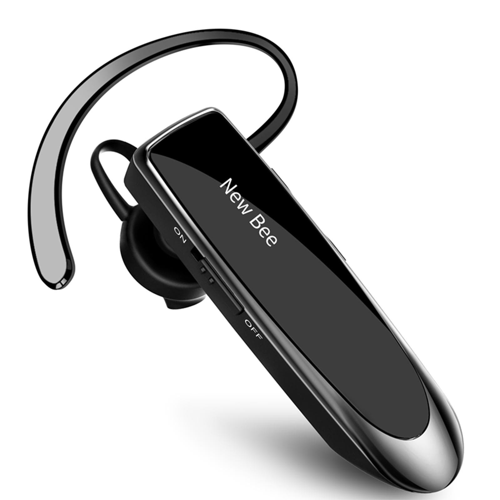 NEW BEE Single Wireless Bluetooth Headset Earphone Noise Cancelling Mic Sports Headphone Hands-Free black