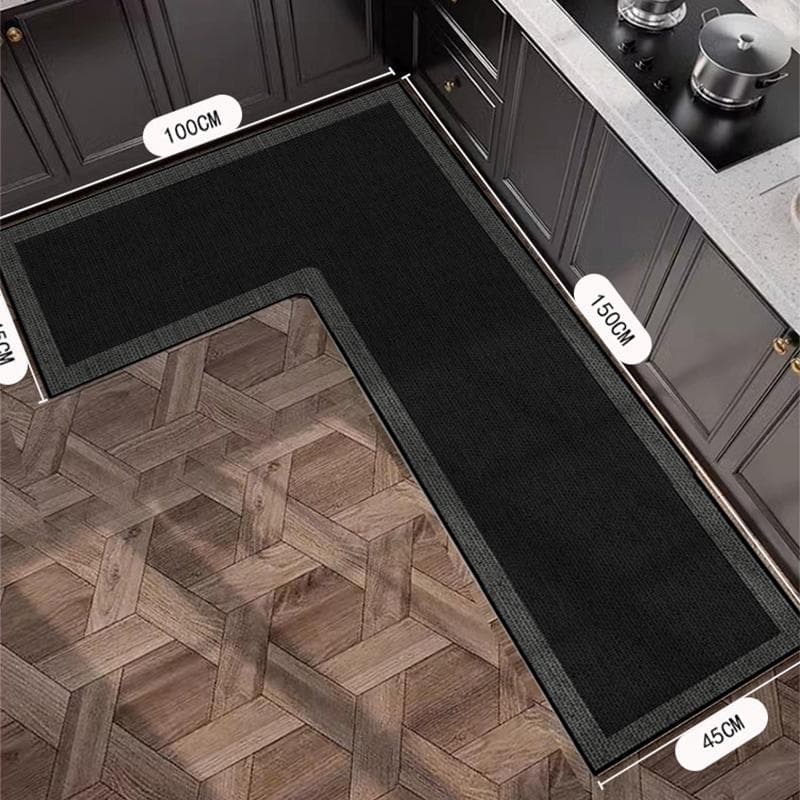 Kitchen Carpet L Shape Non-slip Floor Mat Diatom Mud Absorbent Mats Home Decoration Rug Oil Absorption Imitation Linen Carpets 80x120x45cm