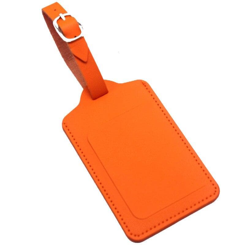 Quality Leather Luggage Tag Travel Accessories Suitcase ID Address Name Holder Baggage Boarding Tag Portable Label orange