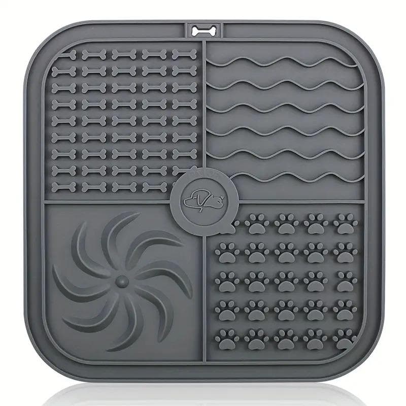 Silicone Slow Feeder Mat Pet Lick Pet Slow Food Plate Bathing Distraction Silicone Dog Sucker Food Training Dog Feeder Supplies gray