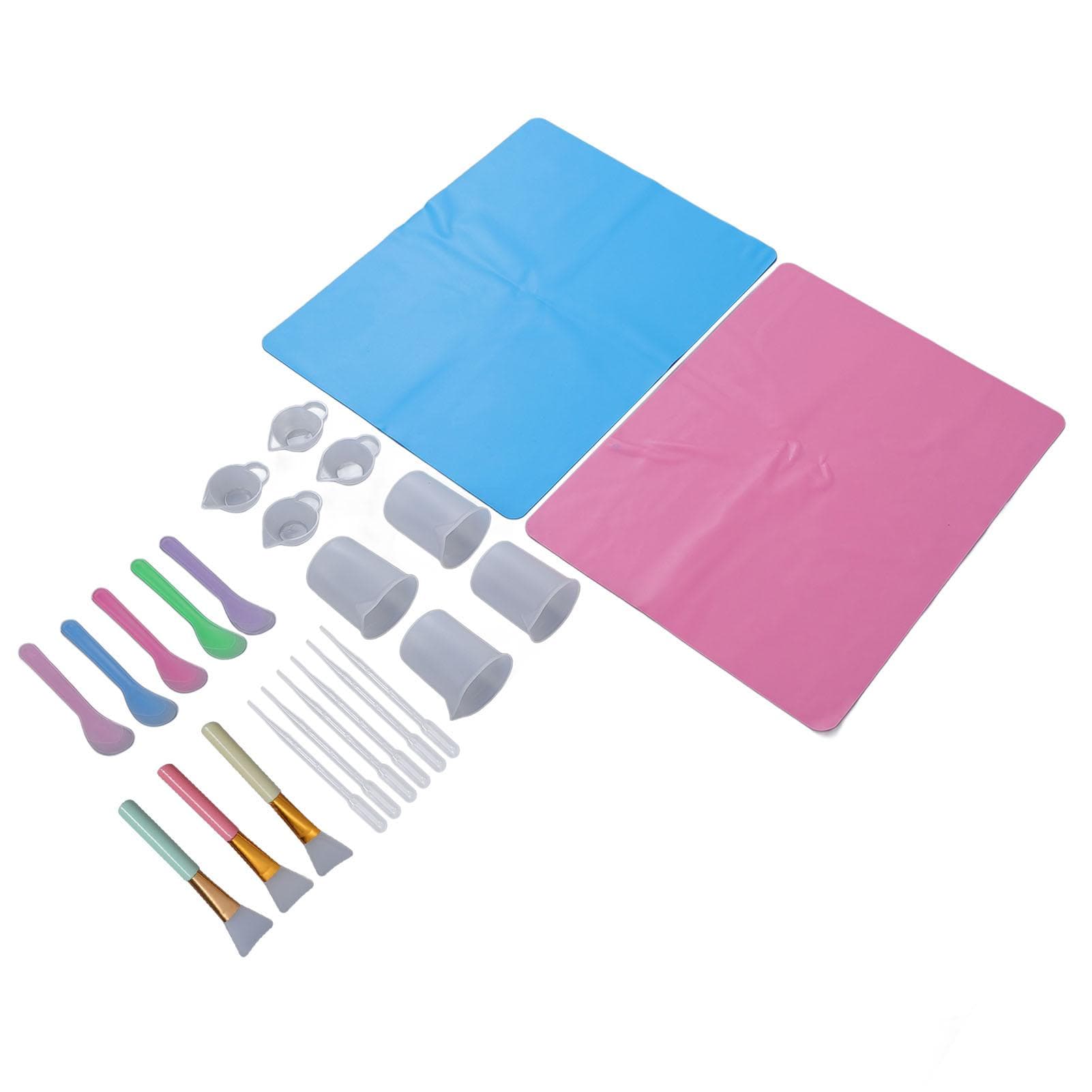 Silicone Mixing Measuring Cups Set 100ml Measuring Cup Dispenser Pads Plastic Spoon 3ml Dropper for