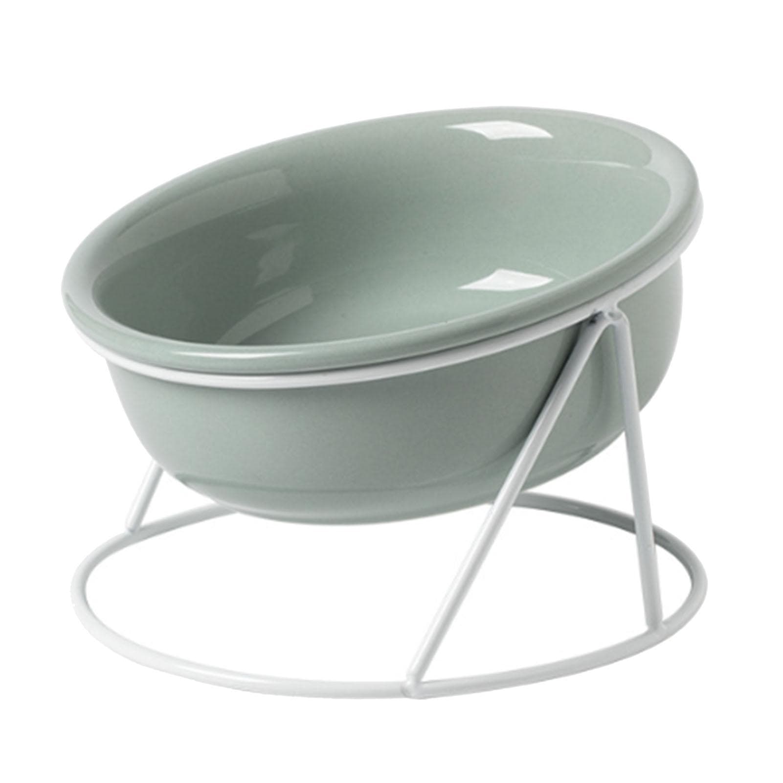 Ceramic Pet Food Bowl Multipurpose Stylish Elevated Design Cervical Spine Protection Cat Food Bowl light green