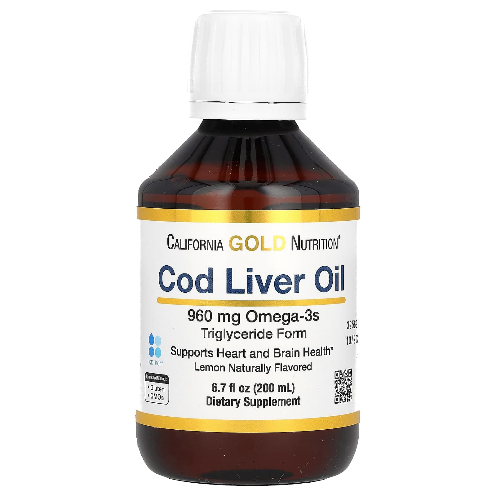 California Gold Nutrition, Cod Liver Oil, Norwegian Triglycerides, Natural Lemon Flavor, 6.7 fl oz (200 ml)