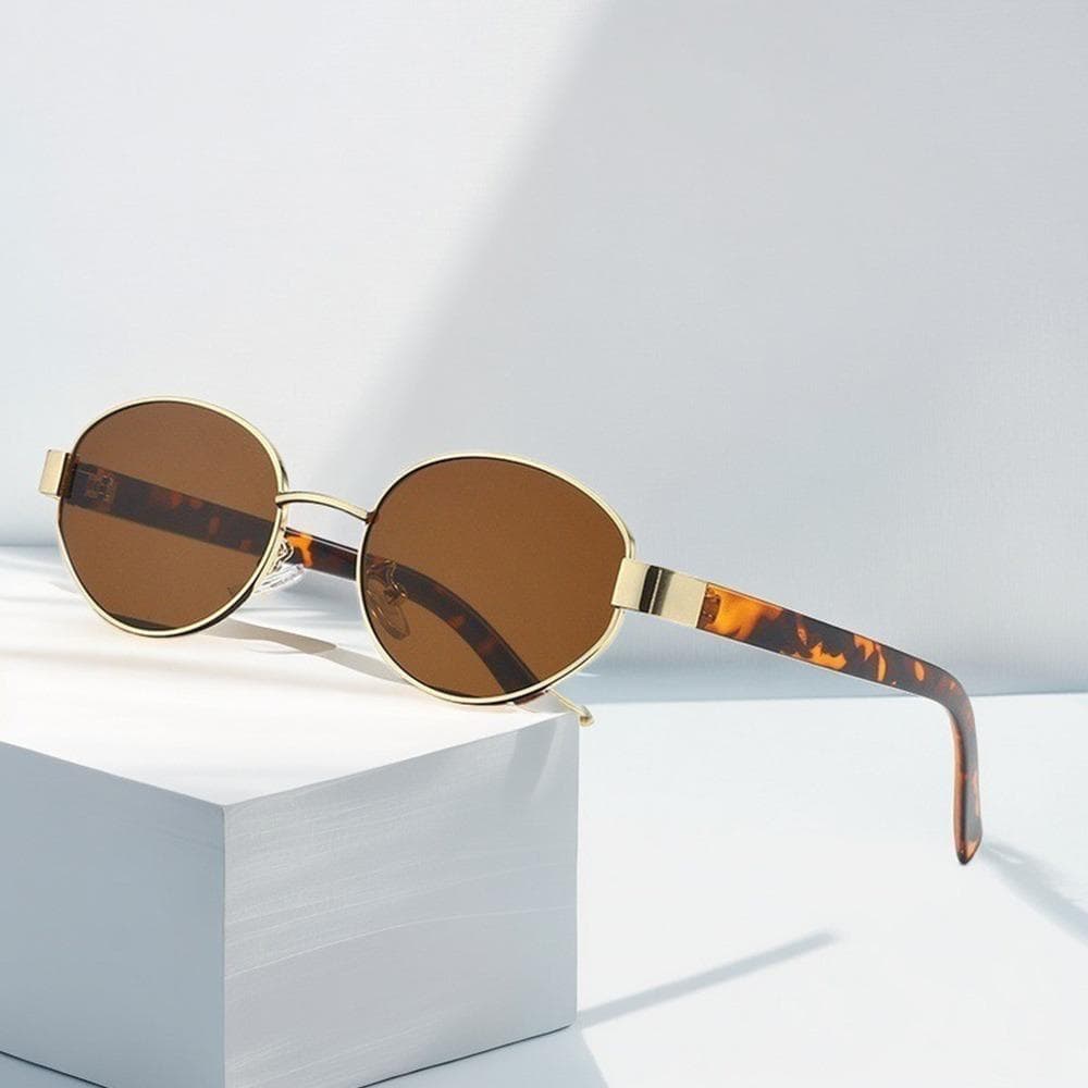 Stylish Oval Sunglasses Vintage Retro UV400 Unisex Trendy Punk Eyewear for Outdoor Sports Women Men