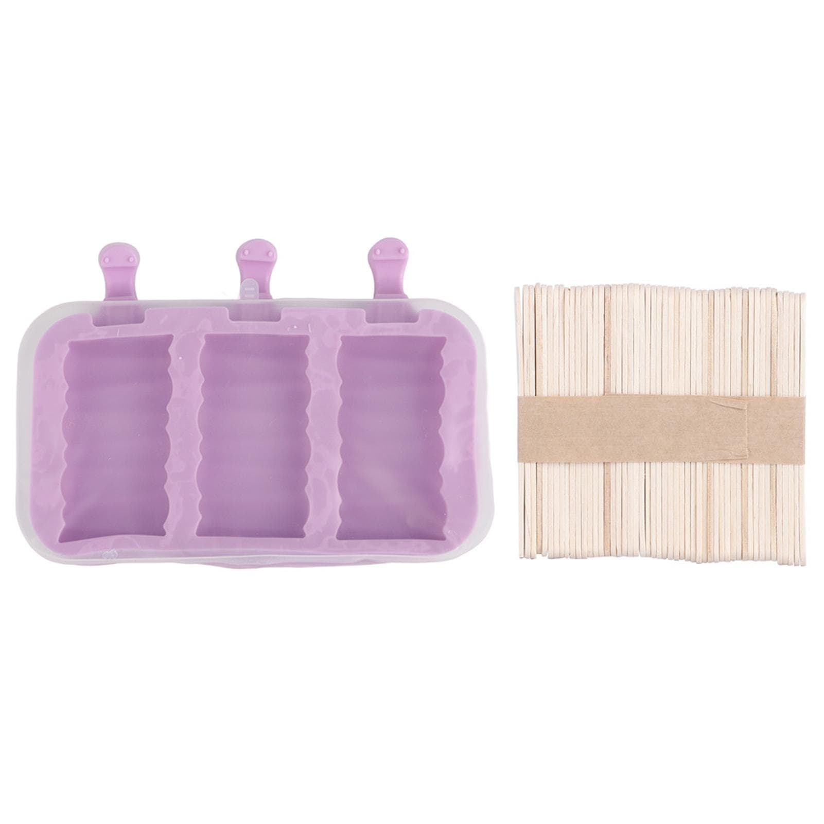 Home Made Cute Pattern Ice Cream Mould DIY Silicone Mold Ice Maker Molds with Lid Stick(3 Wavy Mold