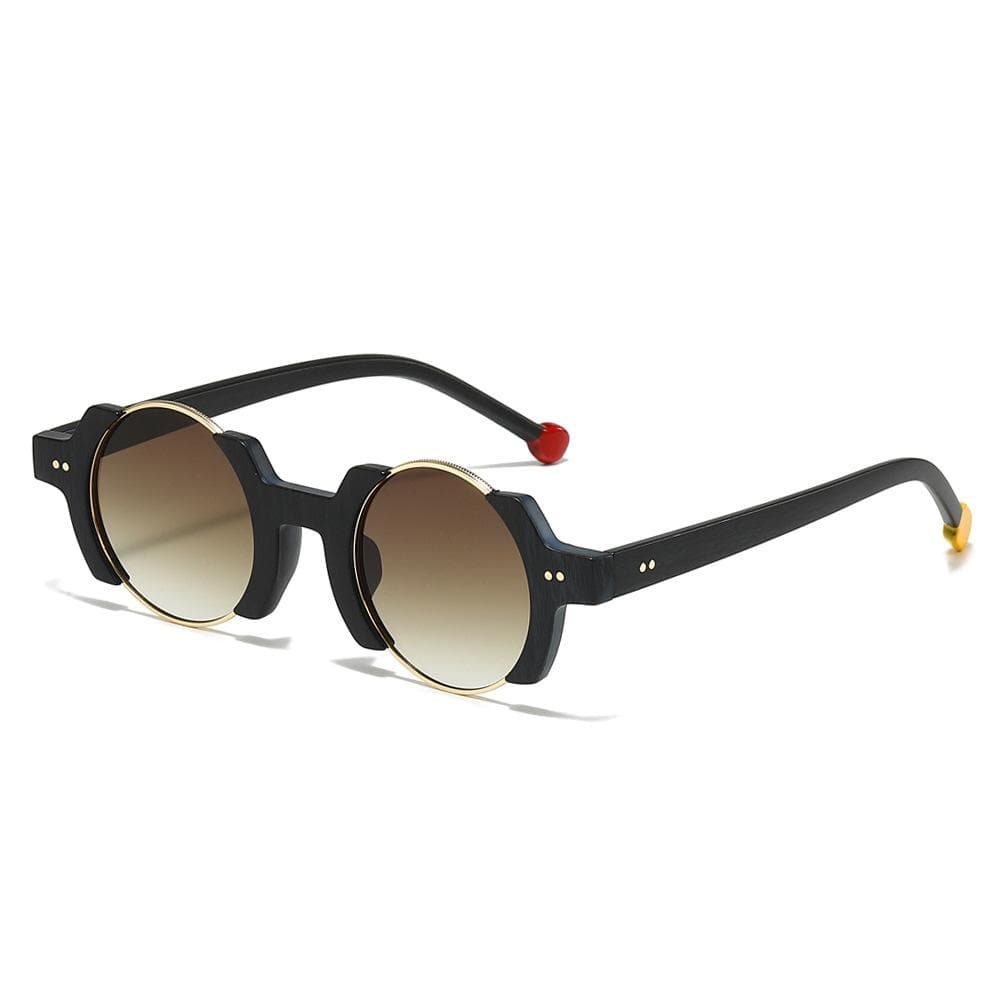 Ins Fashion Retro Punk Round Women Sunglasses UV400 Gradient Rivet Contrast Color Trendy Unisex Sun Glasses as picture