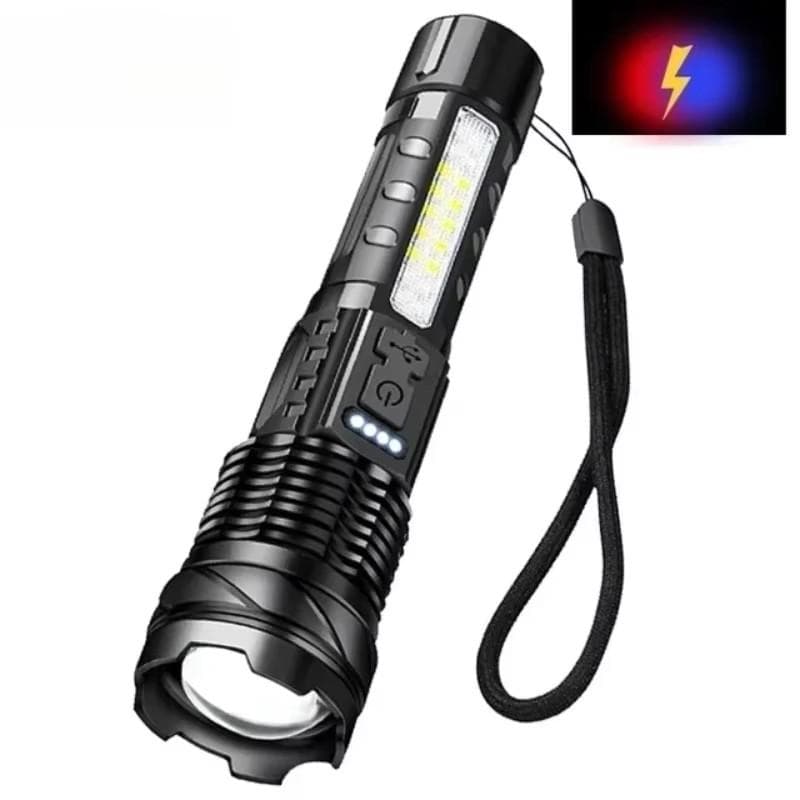 High Power LED Flashlight Fast Type C Rechargeable Light Outdoor Lighting Powerful Handheld Torch for Camping Emergency Spotlights White laser-7 modes
