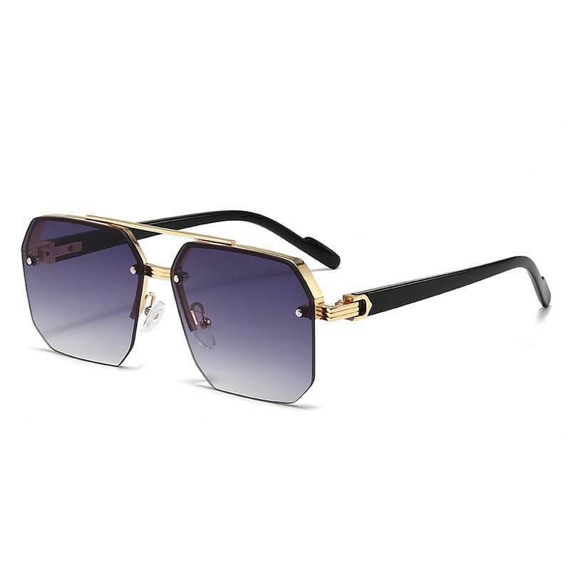 Oversize Retro Double Bridges Polygon Square Metal Sunglasses UV400 Gradient Shades for Men Women Fashion Trendy