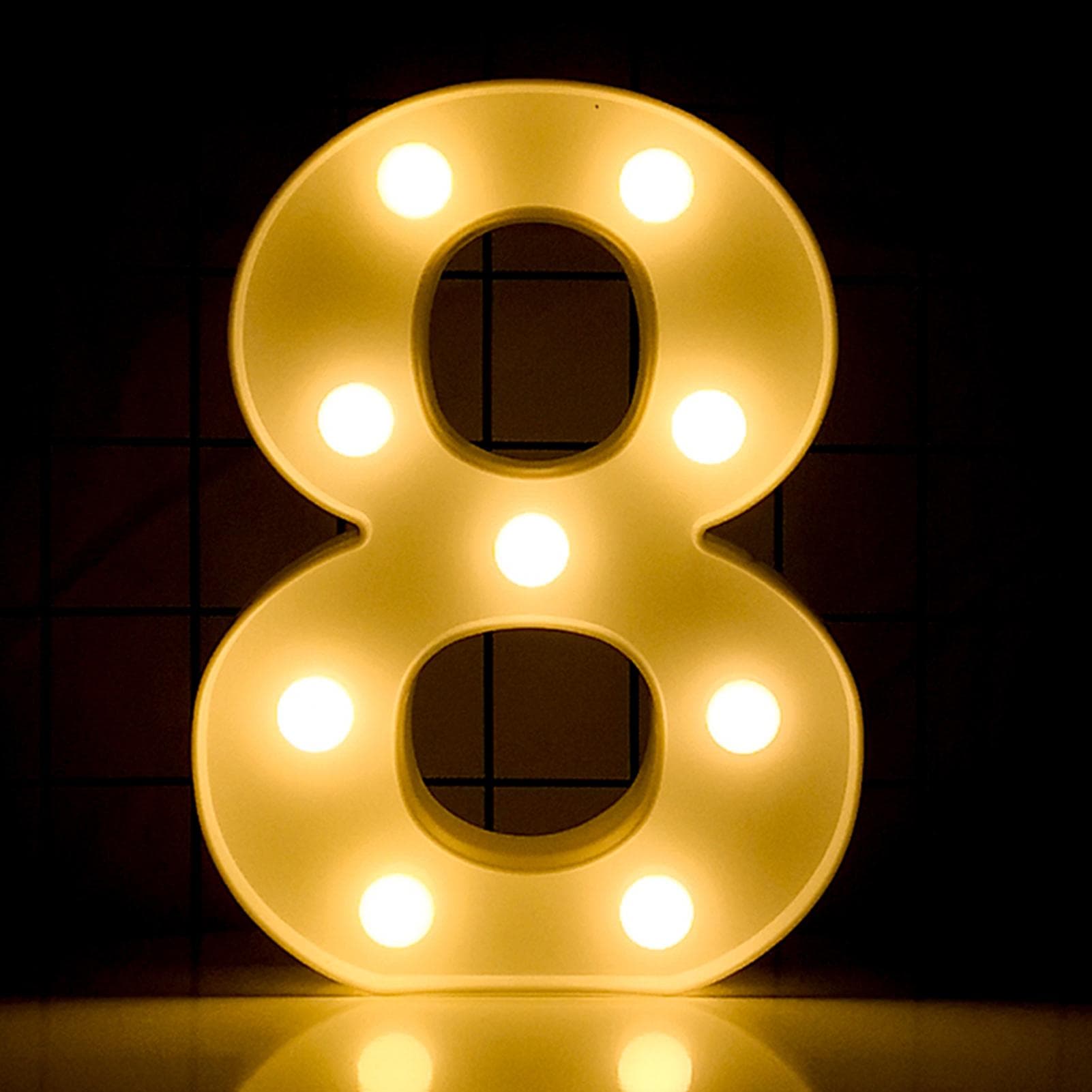 LEDs Numbers Light Standing Sign with Bulbs Night Lamp Warm White Constant Bright Light Effect 2 *