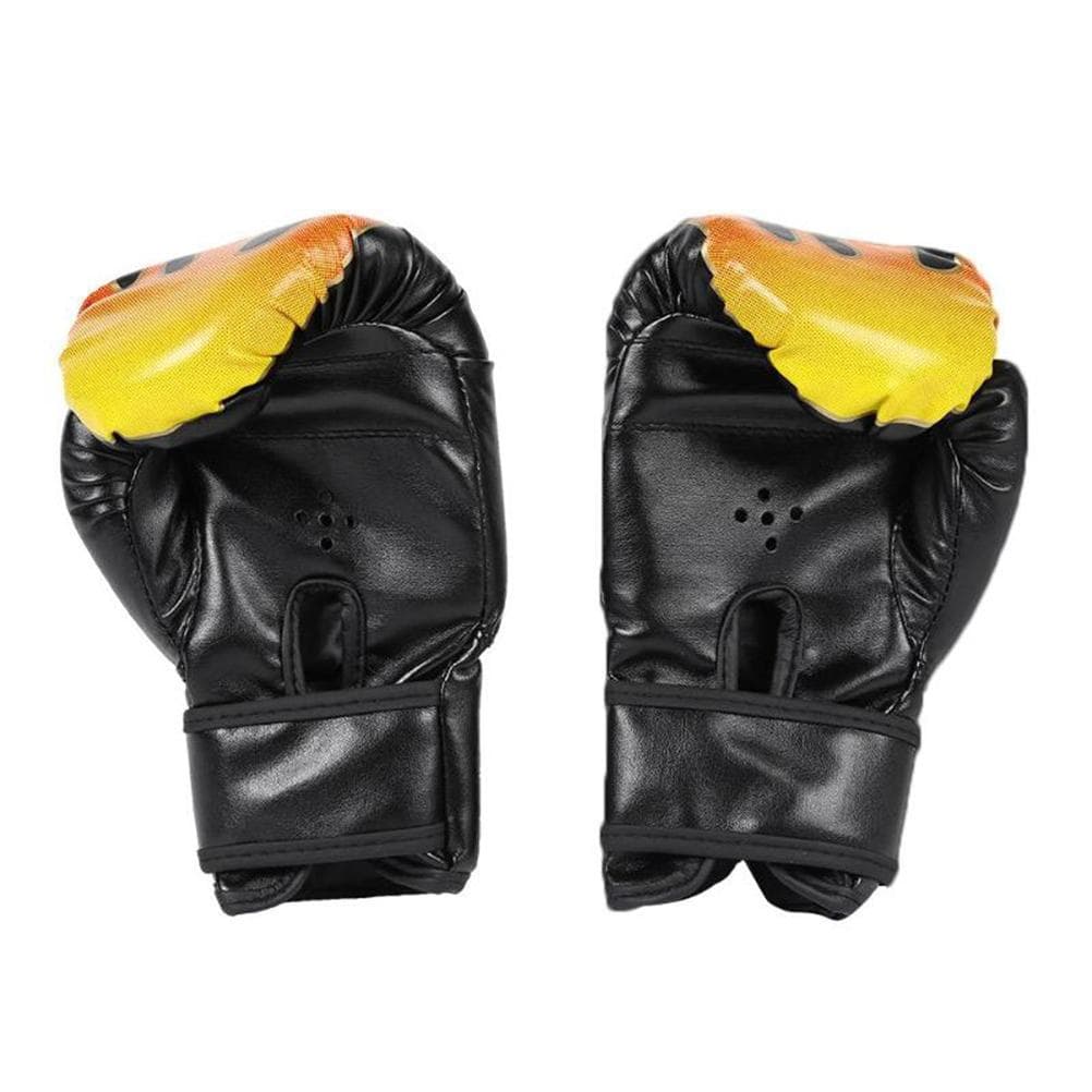 1 Pair Kids Children Boxing Gloves Adjustable Professional Mesh Breathable PU Leather Flame Gloves