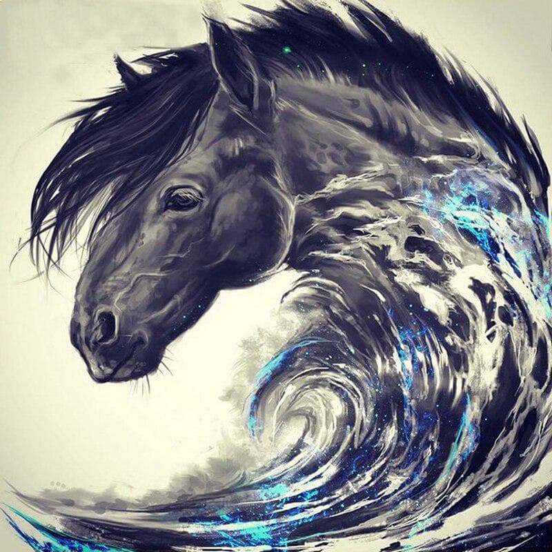 Full Round Diamond Embroidery Horse Diamond Painting Picture of Rhinestone 30x30CM