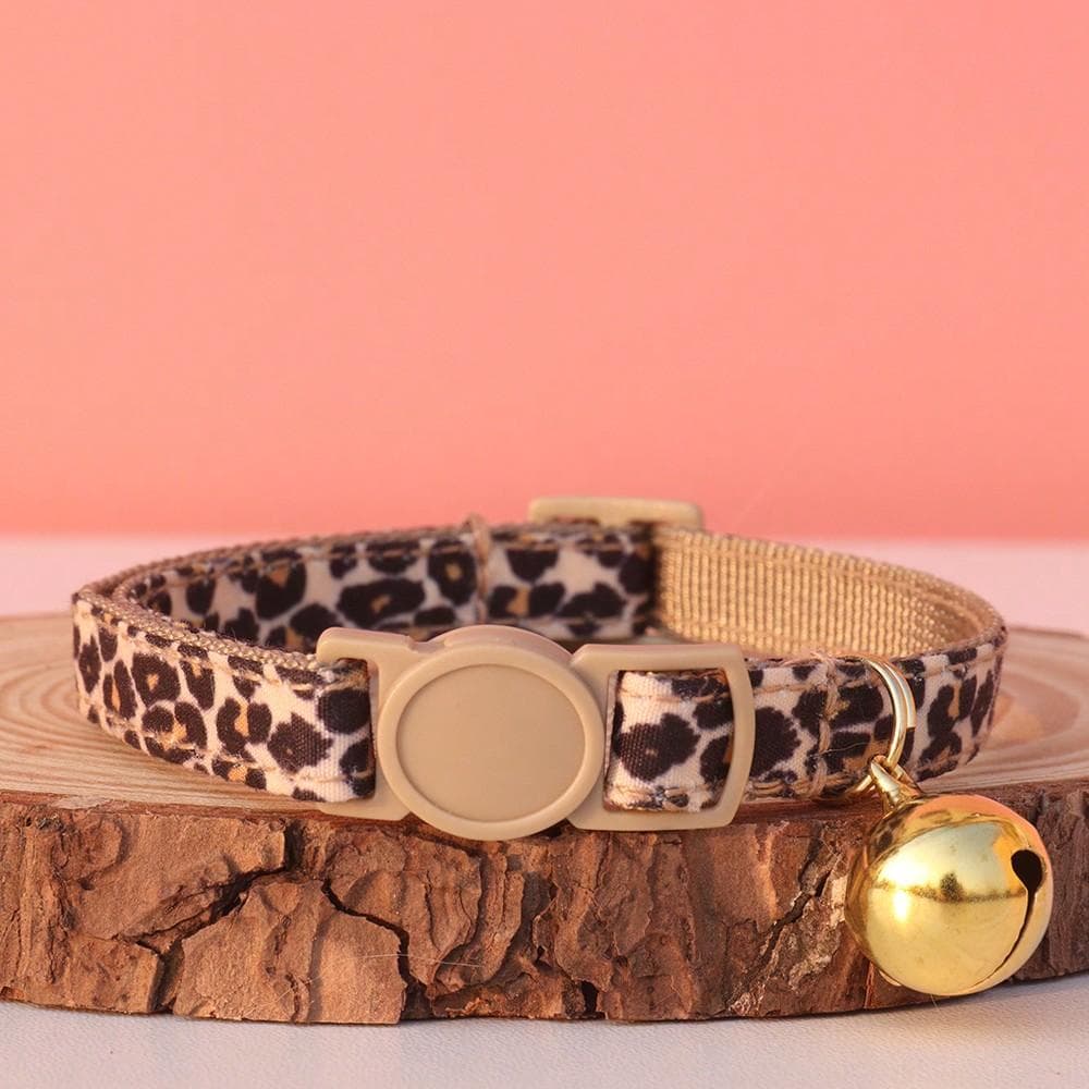 1pc Leopard Print Cat Collar With Adjustable Golden Bell For Cats And Small Dogs, Spring/Summer/Fall/Winter, Dog Stuff, Dog Collar S multicolour