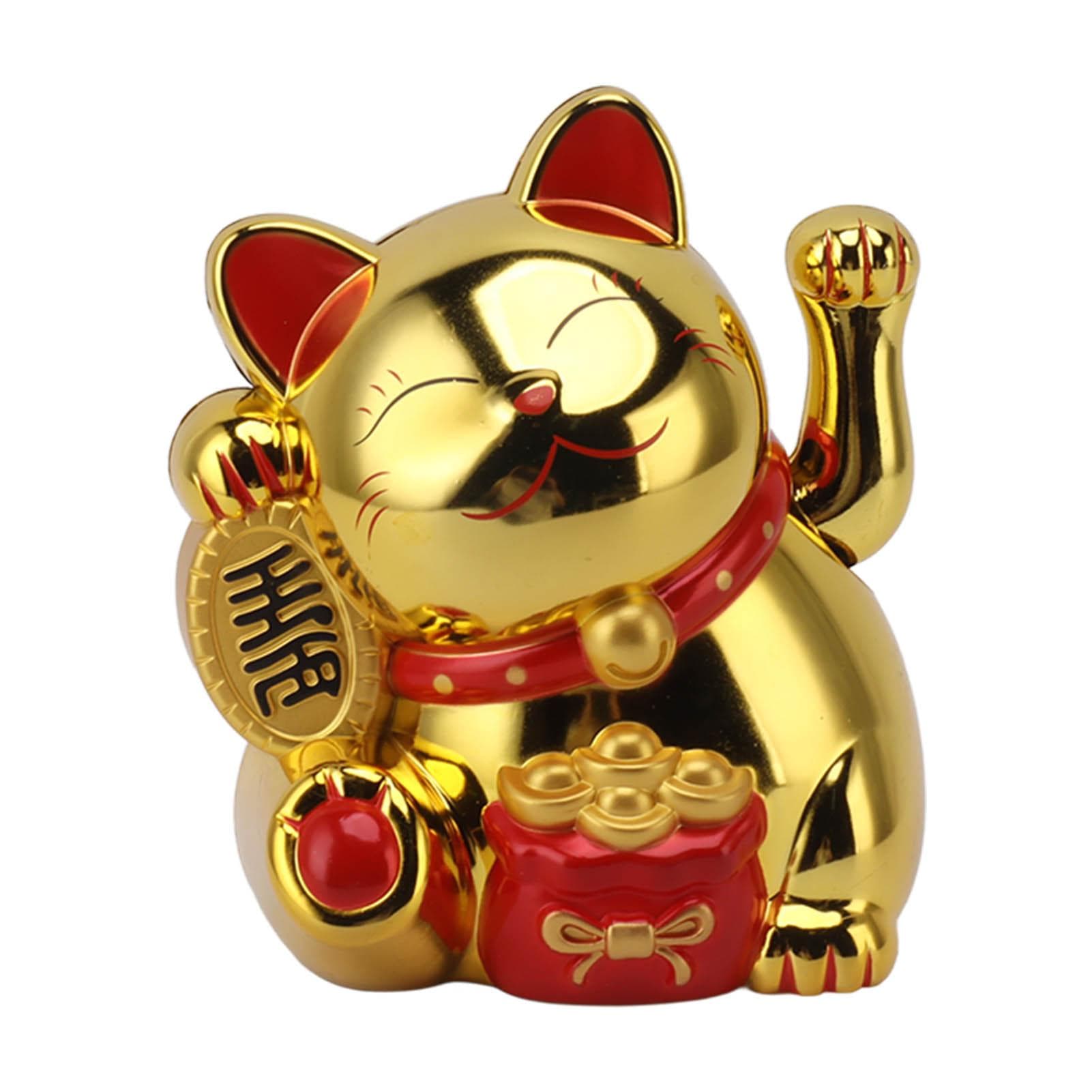 5.5in Electric Waving Arm Fortune Cat Decorative Cute Plastic Cat Ornaments for Cashier Desk gold