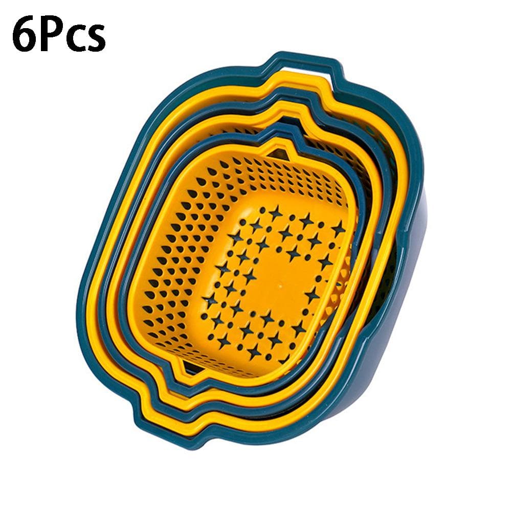 6Pcs Drain Basket Six-piece Thickened Kitchen Vegetable and Fruit Drain Basket Wash Basin Set Strainer Basket Kitchen Tools