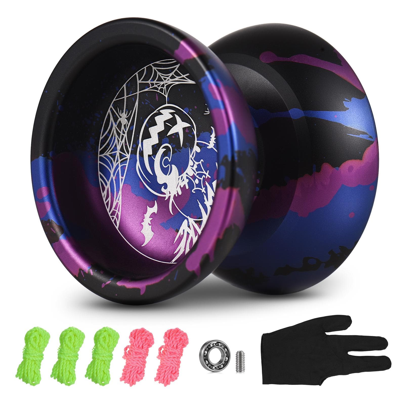 Christmas Professional Yoyoball Competitive Aluminum Yoyo Ball Yoyoball Gift with Strings and Glove purple/blue