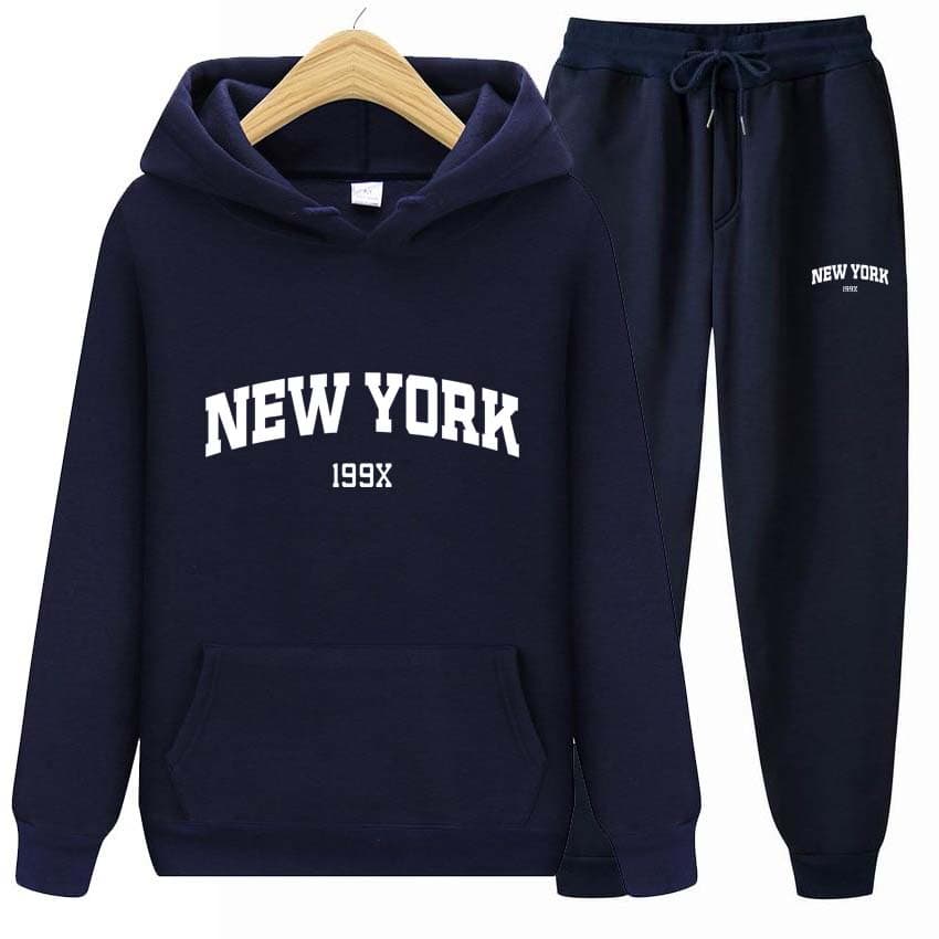 Tracksuit 2 Pieces Set 199X New York Print Sweatshirt Hoodies Sweatshirt+Pants Suit Hoodie Sportswear Jogging Men's Sets 2XL