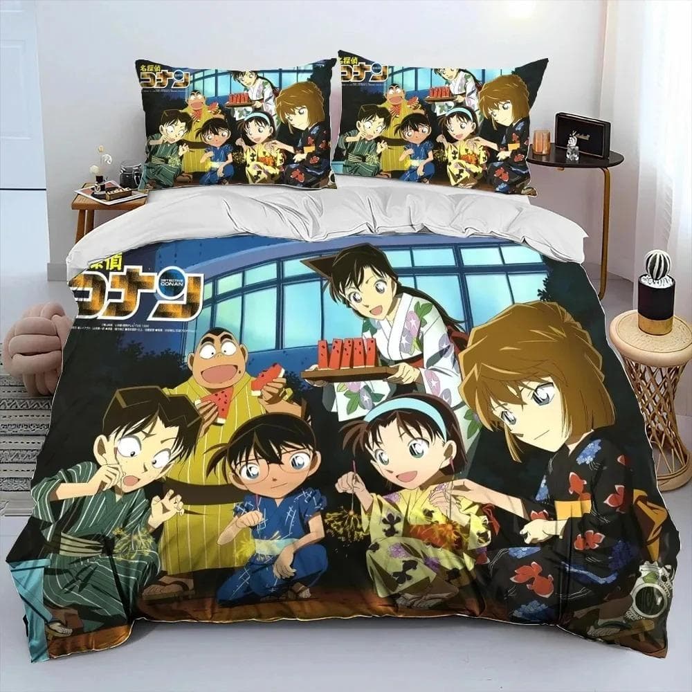 Detective C-Conan Cartoon Anime Comforter Bedding Set,Duvet Cover Bed Set Quilt Cover Pillowcase,King Queen Size Bedding Set Boy 70x133cm 2pcs