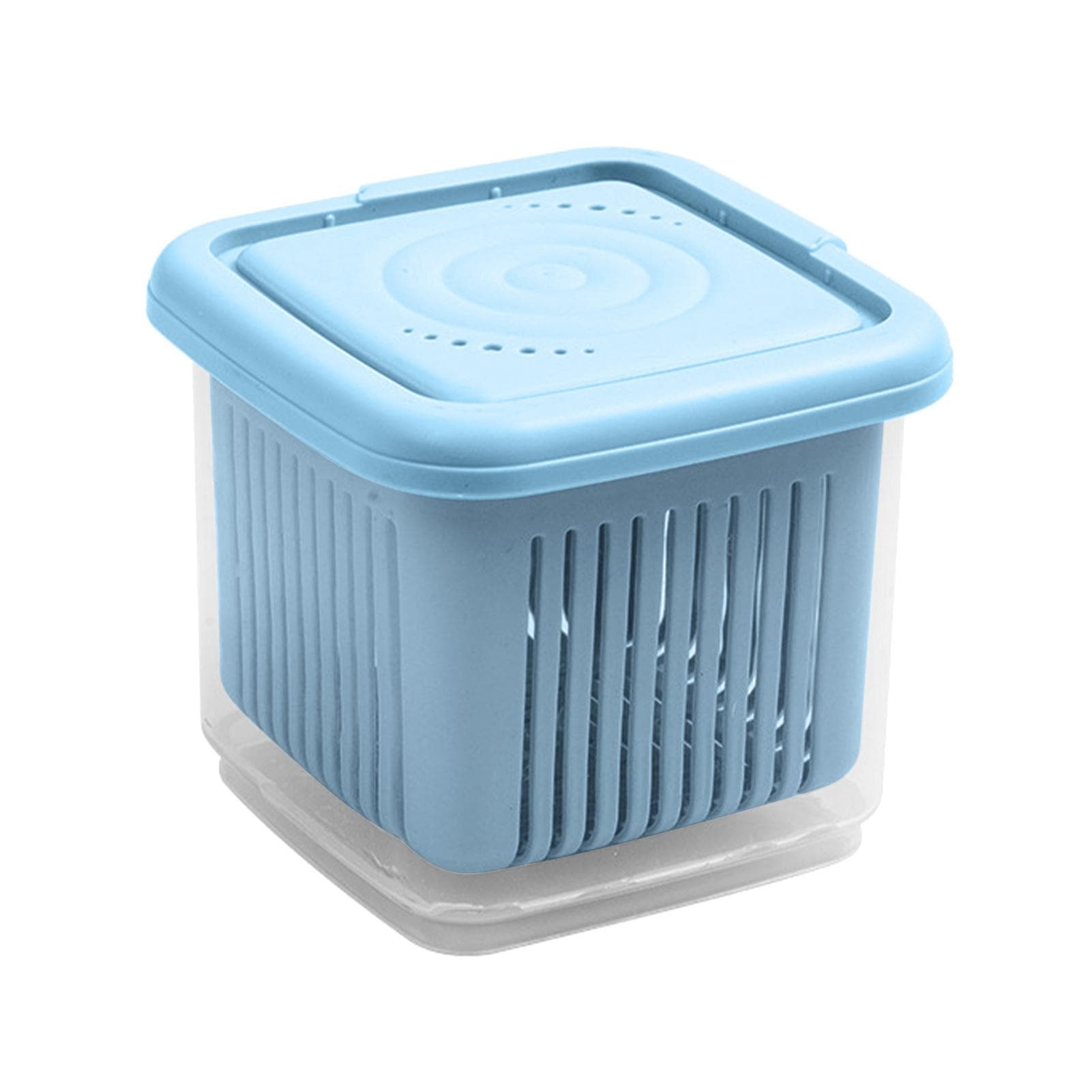 Vegetable Storage Box Double Layers Keep Freshness Ginger Garlic Onion Container Sealing Box with blue