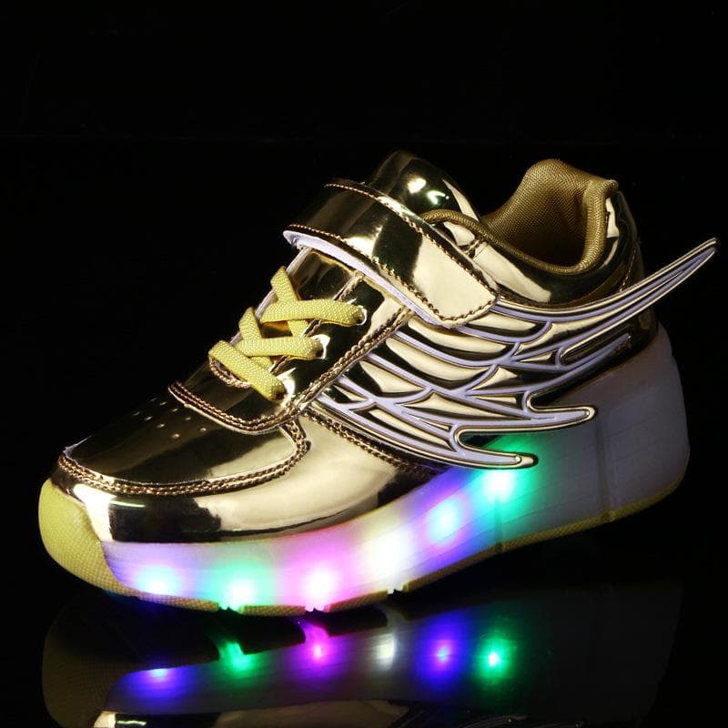 Glowing Runaway Shoes Single Wheel Shoes Double Wheel Skates Wing Lamp Shoes 39